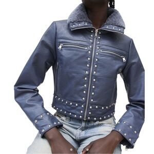 Silence + Noise Studded Faux Leather Jacket / studded Moto NWT